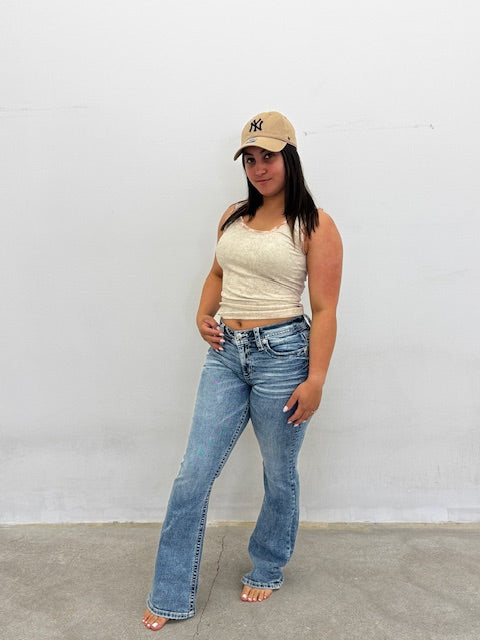 Miss Mee Mid Rise Boot Jeans USA Horns