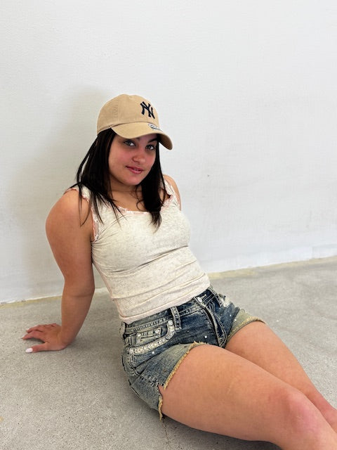 Miss Mee Studded Cross Tenk Top